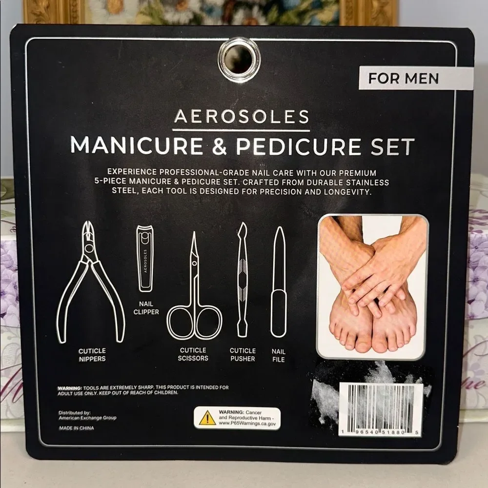 AEROSOLES Set of 5 Durable Professional Stainless Steel Versatile Manicure Tools